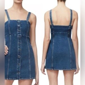 Good American Snap to It Denim Mini Dress Size 2 (small/medium)